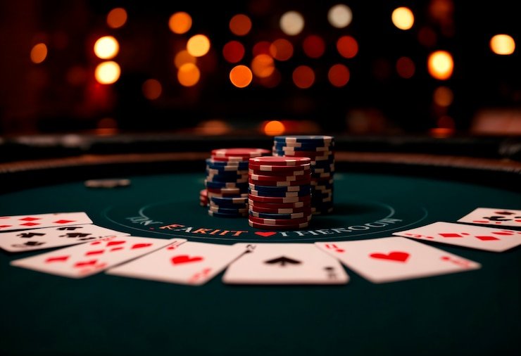 Pertandingan sepak bola yang sedang berlangsung sebagai fokus utama di rocktogel